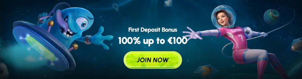 Banner bonus primo deposito Slotexo che offre il 100% fino a €100